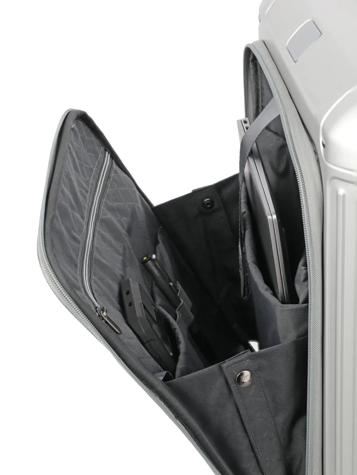 Travelite hõbedane käsipagasi kohver — Alumiinium, 41L, 4.6 kg (vaade 2) — 41L