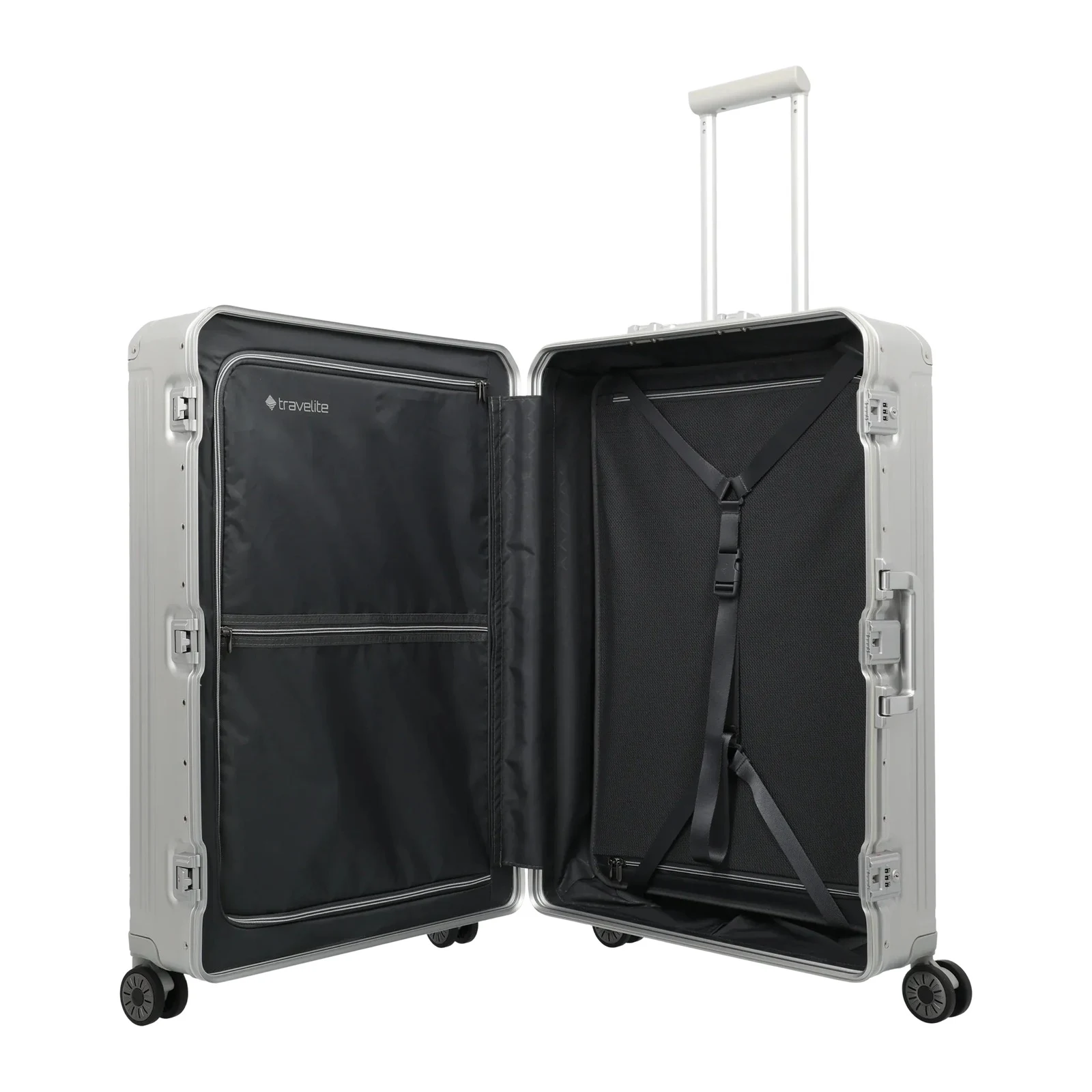 Travelite hõbedane suur reisikohver — Alumiinium, 100L, 6.7 kg (vaade 10) — 100L